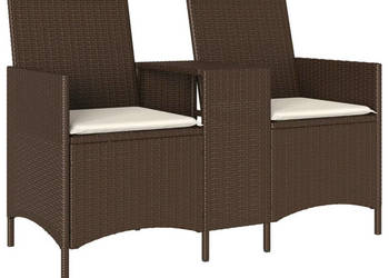 Ogrodowa sofa 2-os. ze stolikiem i poduszkami brązowy rattan PE WM-4003885