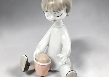 dziecko z wiaderkiem lalki art deco Hollóháza Węgry lata 60te