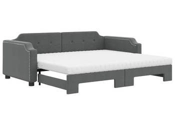 Sofa rozsuwana z materacami ciemnoszara tkanina 90x200 cm WM-3197653
