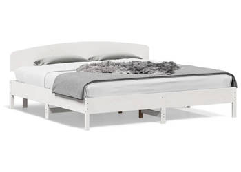 Łóżko bez materaca białe lite drewno sosnowe 200x200 cm WM-3207194