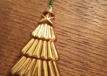 Złota choinka zawieszka Boże Narodzenie. Vintage