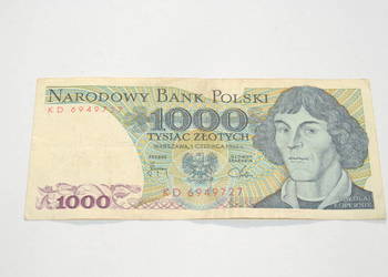 Stary banknot 1000 złotych Kopernik 1982 antyk