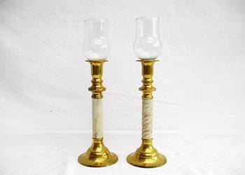 ~* 2 świeczniki ceramiczne - mosiężne *~