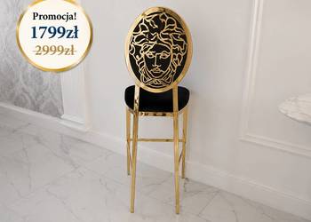 Hoker MEDUSA Glamour Czarny Złoty Luksusowy Nowoczesny Welur Wyspa Bar
