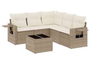 vidaXL 6-cz. zestaw mebli ogrodowych z poduszkami, beżowy(SKU:3252495)