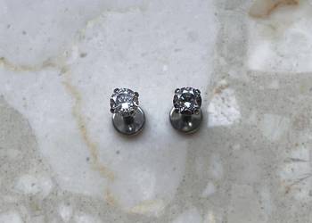 Kolczyk Labret Tytan z Cyrkonią Kryształek 3 mm, 8 mm (16G)