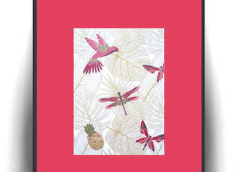 boho plakaty do domu, koliber obrazek A4, ważka plakat 21x30
