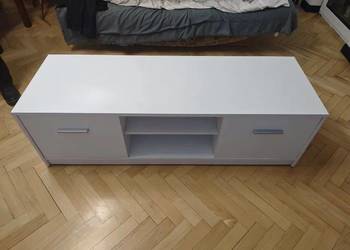 Szafka RTV BRW Nepo Plus 138 cm z 2 drzwiami i półką BIAŁA