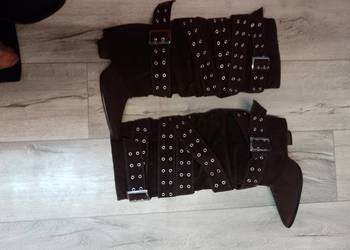 (41) Brązowe, bogato zdobione kozaki kowbojki wieczorowe, Nowe