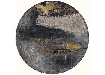 Okrągła dekoracja obraz abstrakcyjny ręcznie malowany technika mieszana /3/