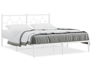 Łóżko Metalowe Białe Rama Łóżka Ze Stelażem Biała 150x200 cm WM-376277