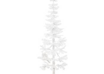 vidaXL Smukła choinka połówka ze stojakiem, sztuczna, biała(SKU:344566)