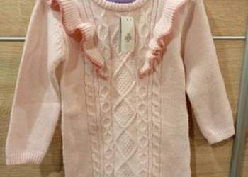 Nowy Różowy Sweterek/Sukienka Primark Cares 98 cm (24-36 msc)