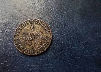 Stare monety 1/2 srebrnego grosza 1851 A Niemcy srebro