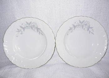Talerze głębokie w szare kwiaty PRL 2SZT Talerze głębokie w szare kwiaty PRL 2SZT