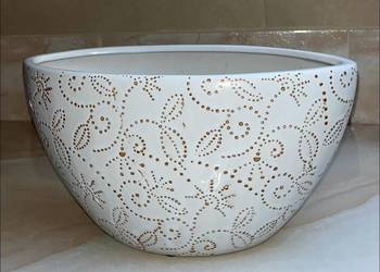 Doniczka ceramiczna - osłonka. Owalna. Może być wazon- jako ikebana.  Wys.