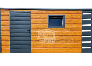 Schowek - Domek Ogrodowy 4,5x2m + Wiata 0,5m - Brama Dwuskrzydłowa GP383
