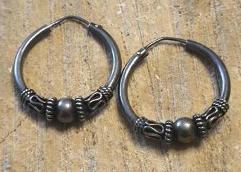 Stare srebrne kolczyki balijskie ,etniczne . Vintage