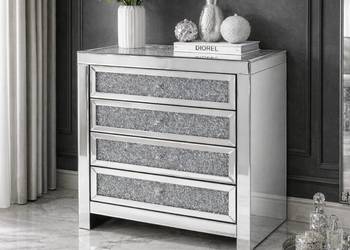 Szklana komoda glamour z kryształkami i szufladami 75x90x45