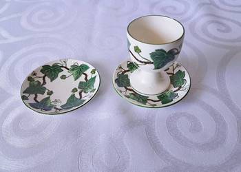 Wedgwood „Napoleon Ivy” – kieliszek do jajka + 2 podstawki – Anglia vintage
