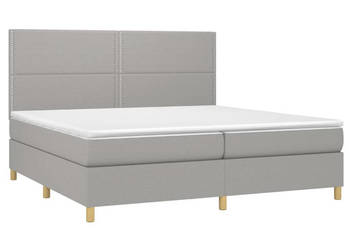 Łóżko kontynentalne z materacem jasnoszare tkanina 200x200cm WM-3135381