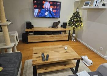 Szafka RTV +stolik kawowy z półką. Lity dąb, loft, Cała Polska