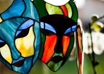 Zawieszka witrażowa - lisc monstery kpl.