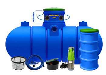 ZBIORNIK NA WODĘ DESZCZOWĄ 4000L Zestaw PREMIUM z Pompą i Ndstawką