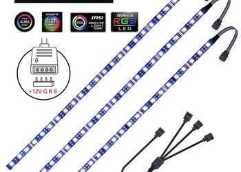 LED RGB 12V 4pin 30cm, 3x oświetlenie dla płyt głównych komputerów stacjona