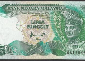 Malezja 5 ringgit 1995 - sułtan - stan bankowy UNC