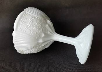 Stara biała cukierniczka, cukiernica Wachlarze szkło lattimo HSG Ząbkowice