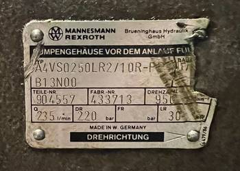 Rexroth A4VSO250LR2 / 10R - PPB13N00 (R910918394) Pompa hydrauliczna