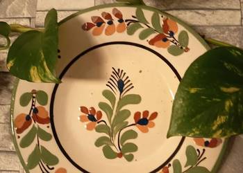 Ręcznie Malowana Patera Ludowa (Majolika) – Kwiaty – Vintage