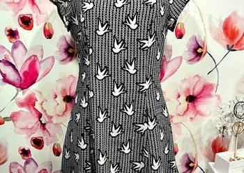 h&m sukienka ciekawy wzór ptaki jak nowa hit roz.38