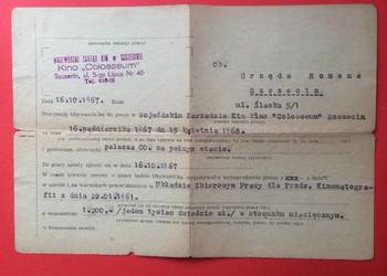 ( 1657 ) Umowa O Pracę W Kinie Colosseum ( 1657 ) Umowa O Pracę W Kinie Colosseum