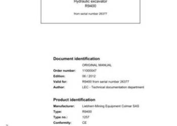 LIEBHERR R9400 instrukcja obsługi DTR