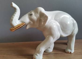Stara figurka porcelanowa Słoń porcelana Steatyt Zygmunt Buksowcz, PRL 1960