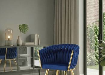 Granatowe Krzesło Tapicerowane  Rosa-B, Wysyłka 24H, Dostawa 0zł