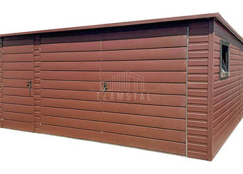 Garaż blaszany 5x5 m brama dwuskrzydłowa drzwi okno TS1305