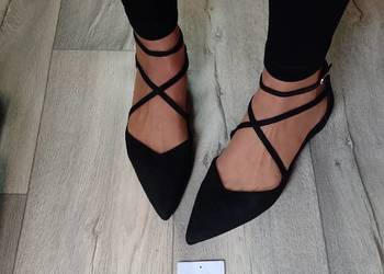 (40) ASOS Design/ Czarne baleriny wieczorowe z Londynu, NOWE