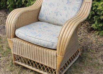 Fotel uszak krzesło rattanowy ratan wiklina duży wygodny + poduszka