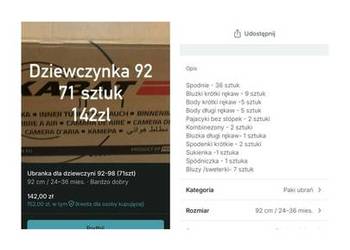 Ubranka dla dziewczynki 92