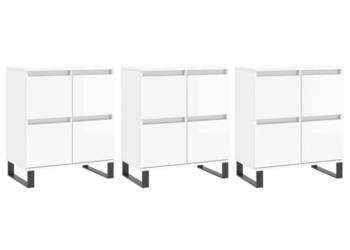 Szafki 3 szt. białe z połyskiem materiał drewnopochodny WM-3190207