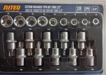 Zestaw nasadek oraz kluczy wpustowych TORX 1/2 19 szt