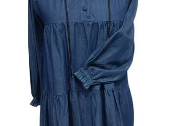 Bluzka tunika sukienka - jeansowa, modny fason, wygoda i styl, -stójka BIUS