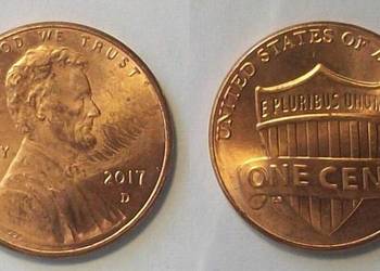 USA 1 cent rok 2017 znak menniczy D