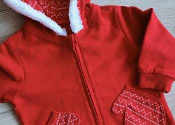 Bluza świąteczna z kapturem rozsuwana czerwona 68