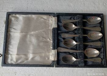 Łyżeczki posrebrzane stare angielskie NS komplet w etui