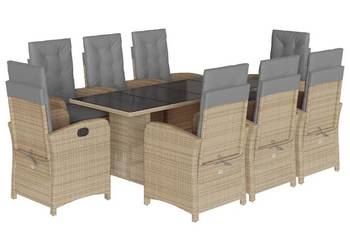 vidaXL 9-cz. zestaw mebli ogrodowych z poduszkami(SKU:3212265)