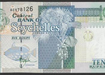 SESZELE 10 RUPEES 1998 - ŻÓŁW - AC - STAN BANKOWY UNC